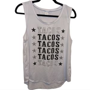 Women’s Lounge White Tacos Tank Top 🌮✨ Size L